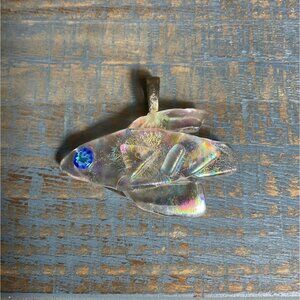 Dichroic Glass Fish Pendant With Metal Bail